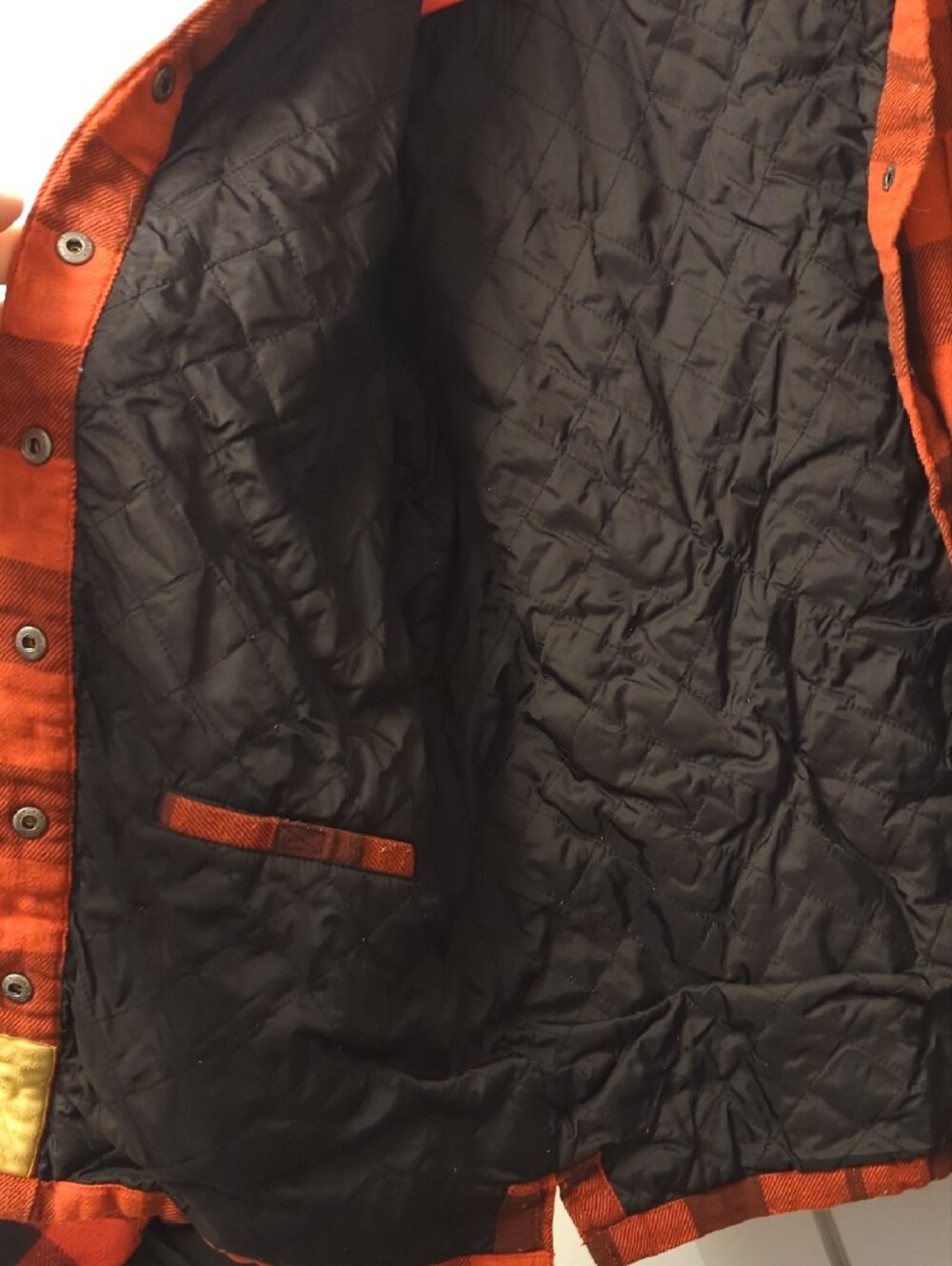 Men's Orange & Brown Plaid Field Jacket Duluth Flannel And Quilted Duck Line- M - Picture 3 of 16